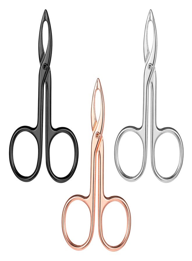 Dimeho Tweezers Scissor Handle, Straight Tip Eyebrows Tweezers Scissors Shaped Hair Plucker Portable Beauty Tool for Facial Hair Remover Eyebrows Care (Black/Silver/Rose Gold,3 Pcs) - Image 1